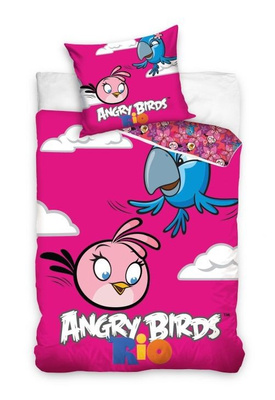 Pościel Licencyjna Dziecięca 155 Angry Bird Rio Różowa 160x200NP 2 części